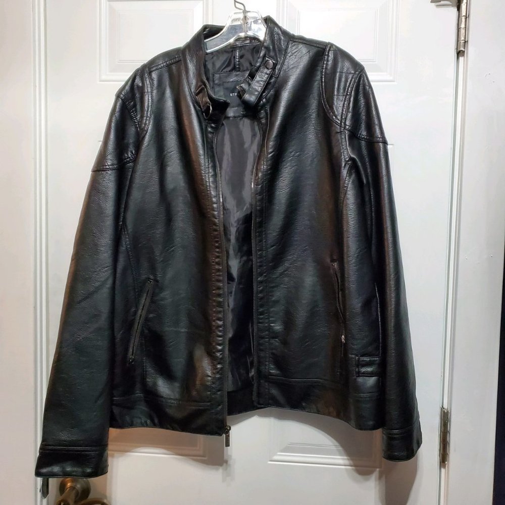 STRUCTURE Men's Faux Leather Black Jacket size L
